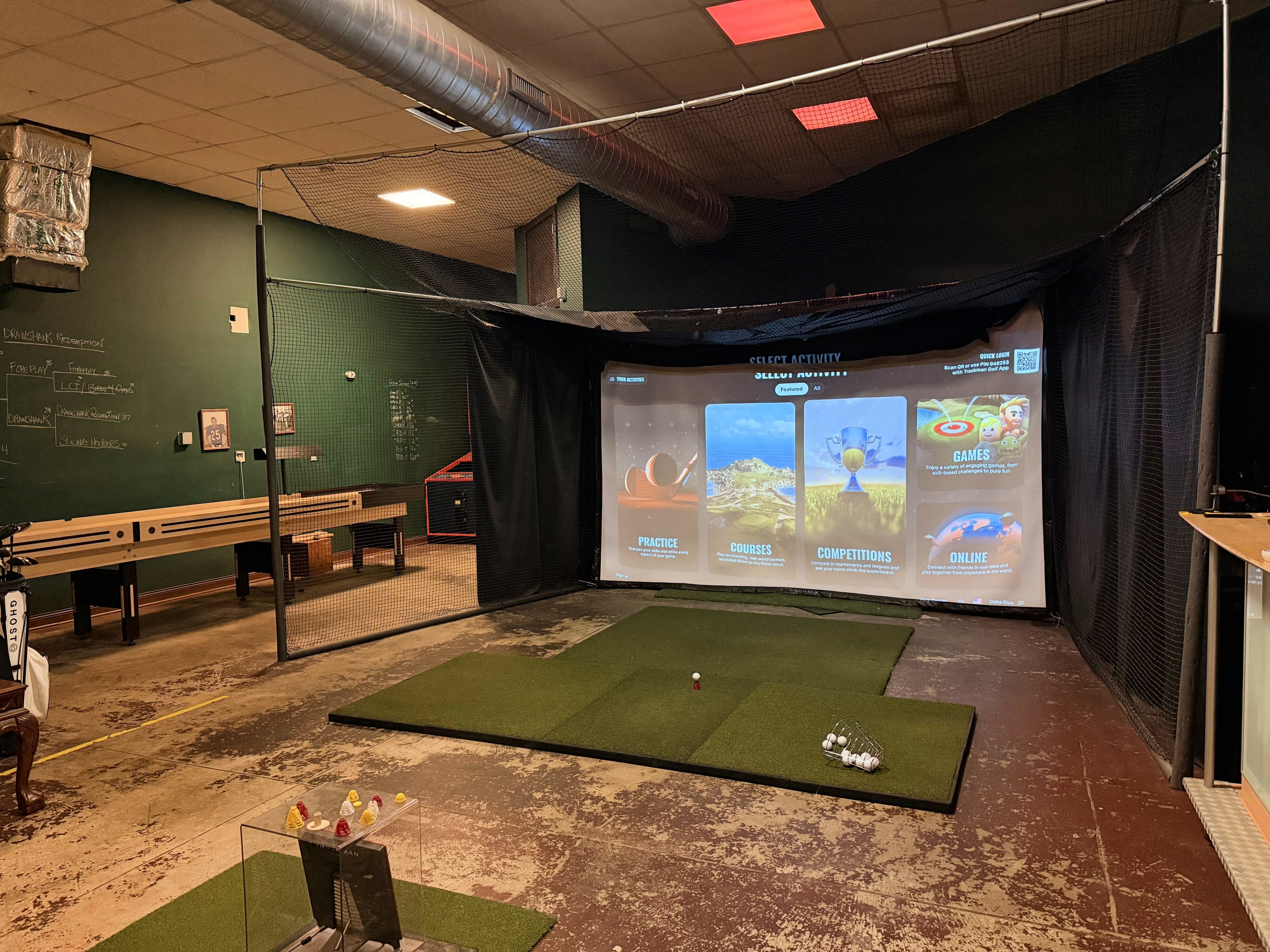 Bay 2 - Shuffleboard Room with Trackman simulator