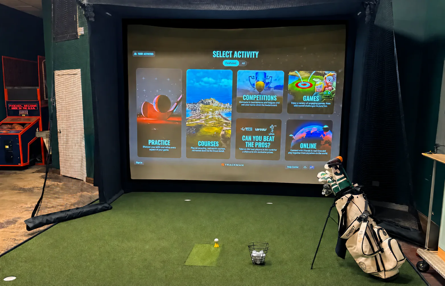 Bay 2 - Shuffleboard Room with Trackman simulator